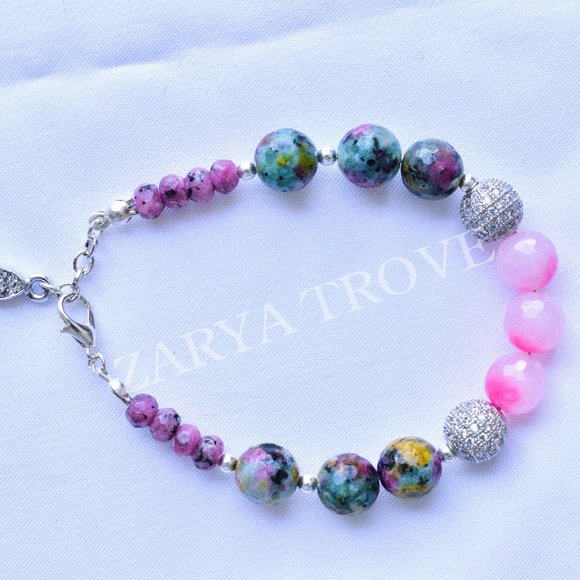 Agate Silver Beaded Bracelet - Picture 6 of 8